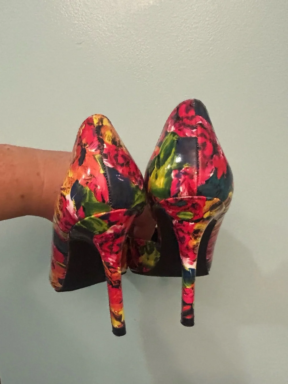 Y2K Brash Womens Karah D'orsay Shoes Yellow Floral Pointed Toe Slim Heels SZ 6.5